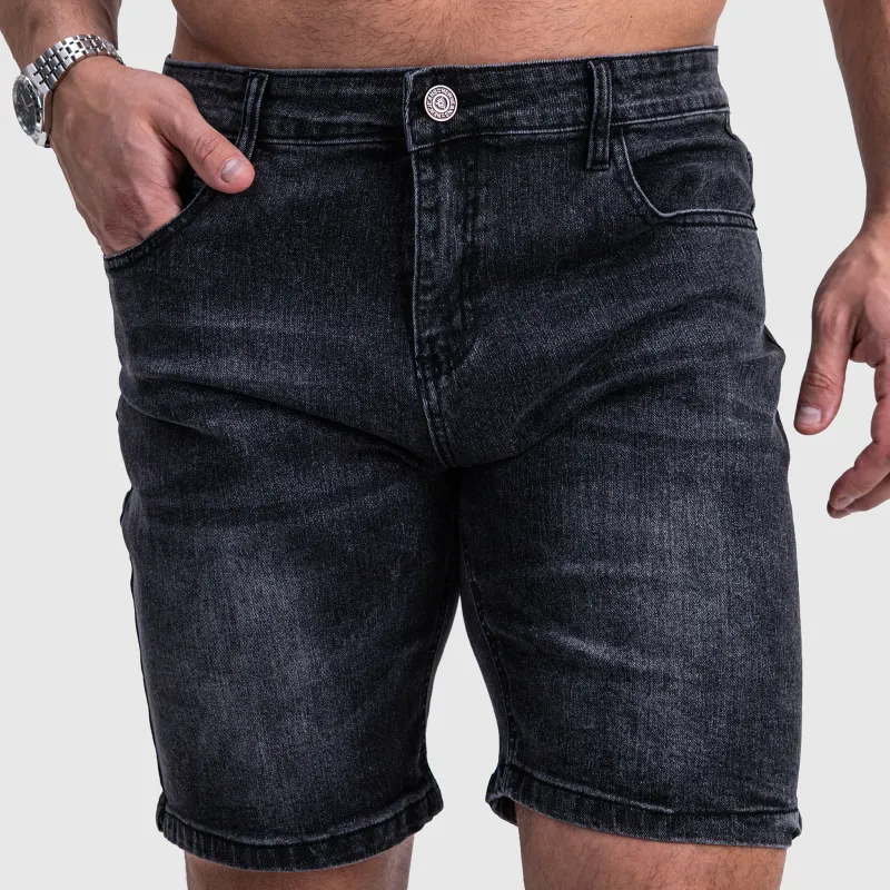 Pantaloni scurți din denim bărbați Iron Aesthetics Denim Stretch, negri-3