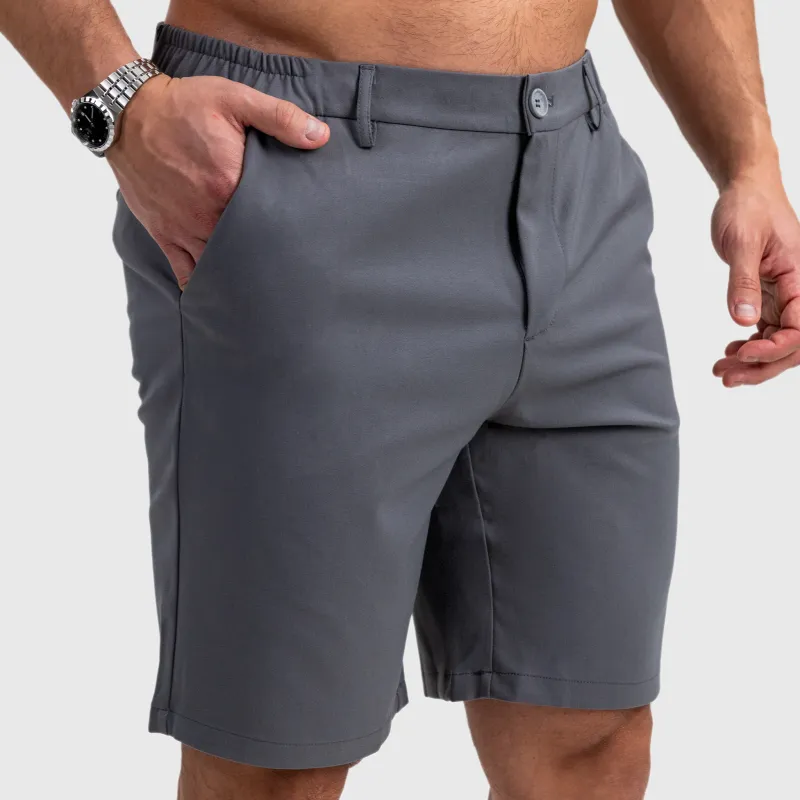 Pantaloni scurți bărbați Iron Aesthetics Chino Flex, gri-5