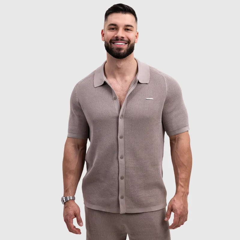 Cămașă din pâslă bărbați Iron Aesthetics Vibe, bej-1