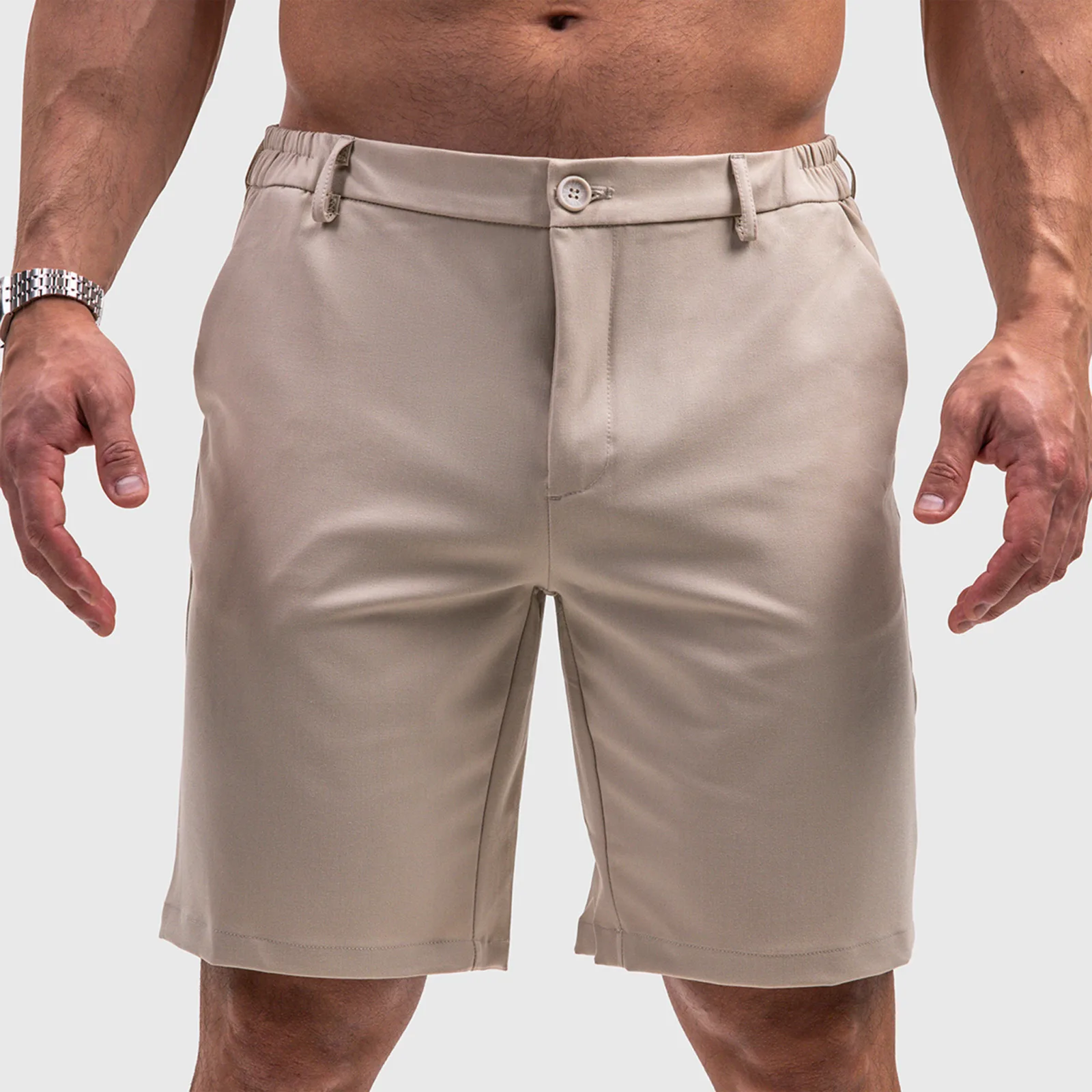 Pantaloni scurți bărbați Iron Aesthetics Chino Flex, bej-1
