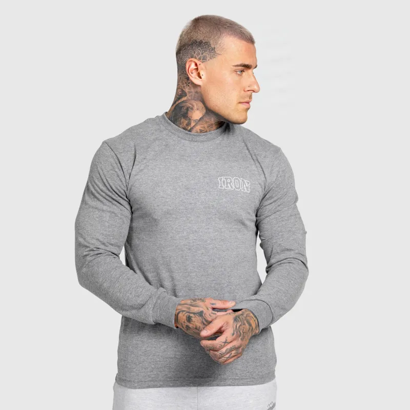 Bluză cu mânecă lungă bărbați Iron Aesthetics Campus, gri-6