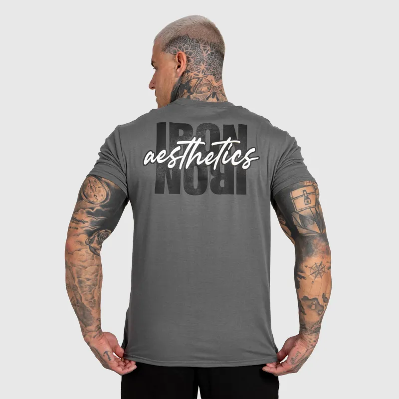 Tricou bărbați Iron Aesthetics Reflect, gri închis-7