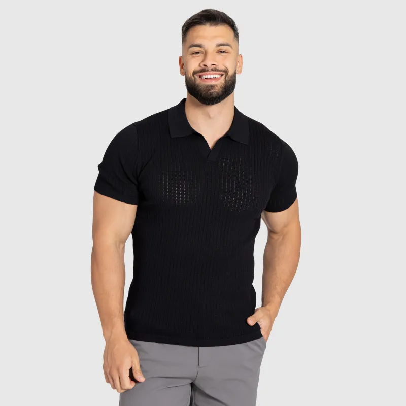 Tricou bărbați Iron Aesthetics Polo Knit, negru-5