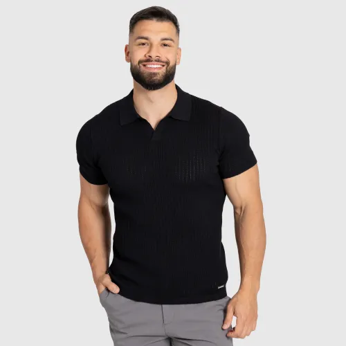 Tricou bărbați Iron Aesthetics Polo Knit, negru