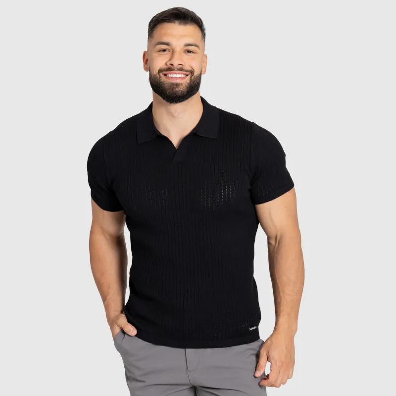 Tricou bărbați Iron Aesthetics Polo Knit, negru-1