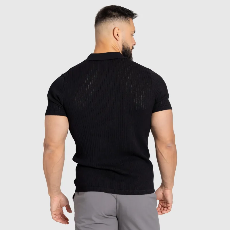 Tricou bărbați Iron Aesthetics Polo Knit, negru-4