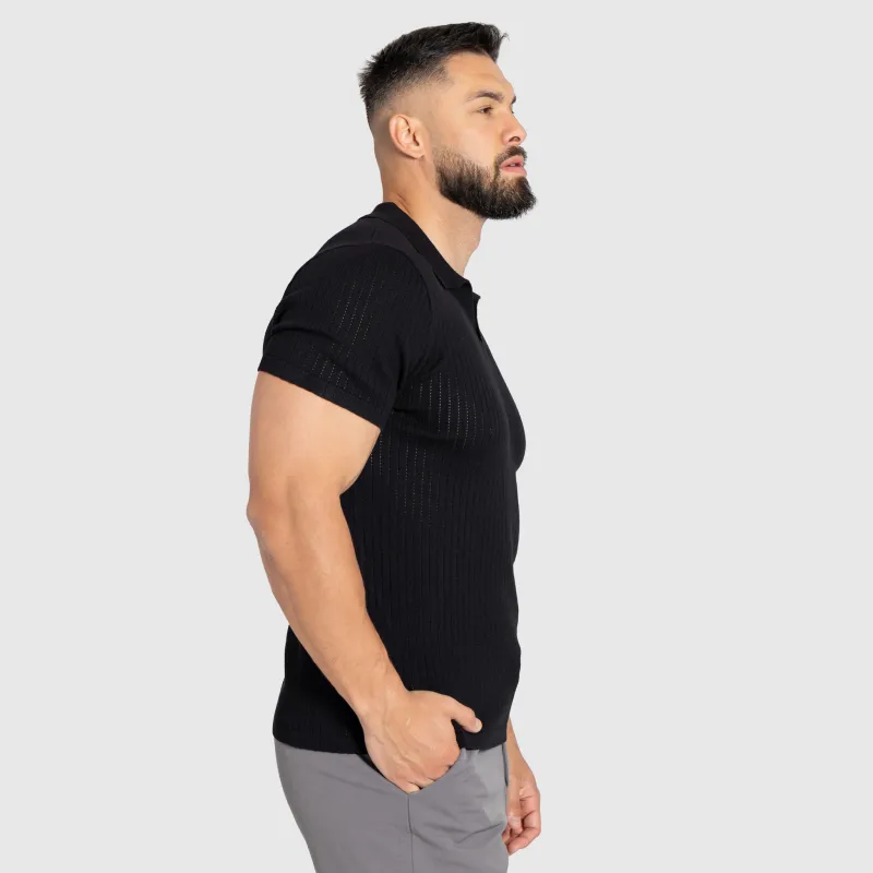 Tricou bărbați Iron Aesthetics Polo Knit, negru-3
