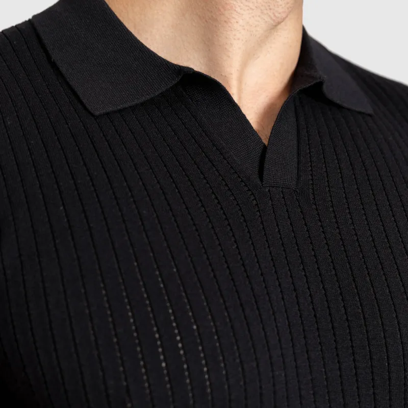 Tricou bărbați Iron Aesthetics Polo Knit, negru-6