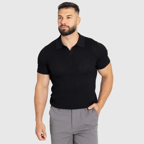 Tricou bărbați Iron Aesthetics Polo Knit, negru