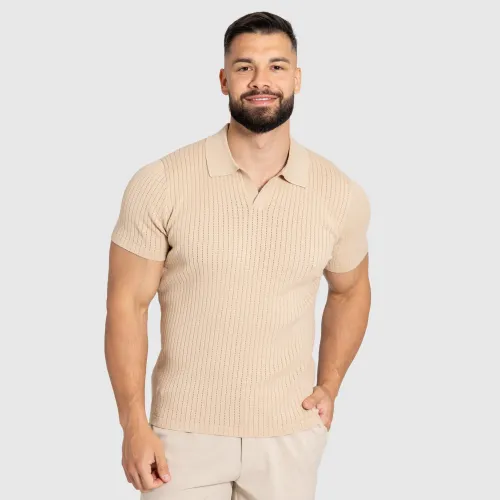 Tricou bărbați Iron Aesthetics Polo Knit, bej