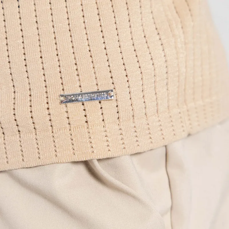 Tricou bărbați Iron Aesthetics Polo Knit, bej-6