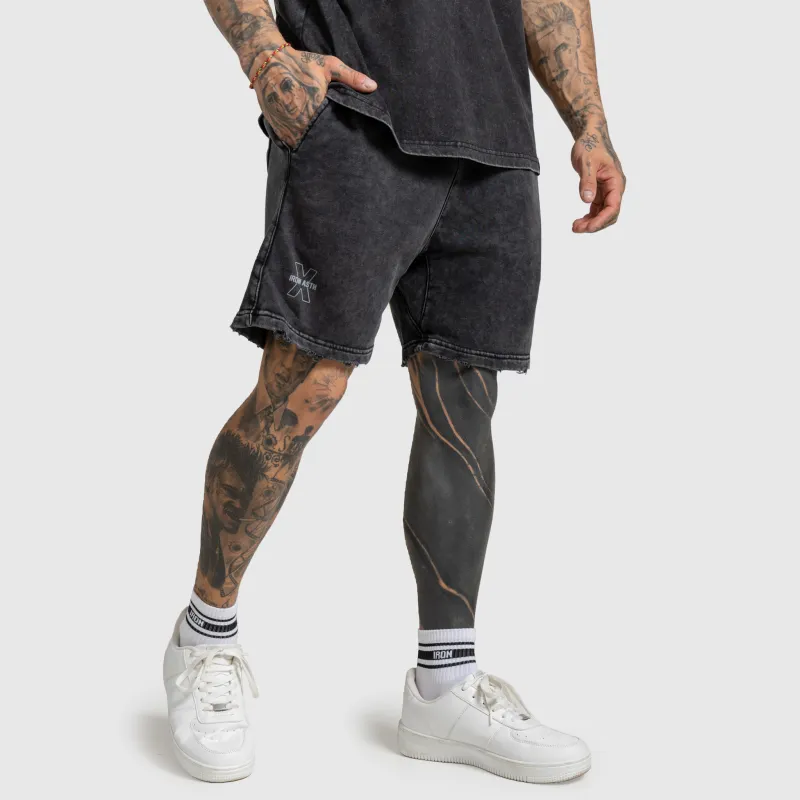 Pantaloni scurți bărbați Iron Aesthetics X Washed, negri-1
