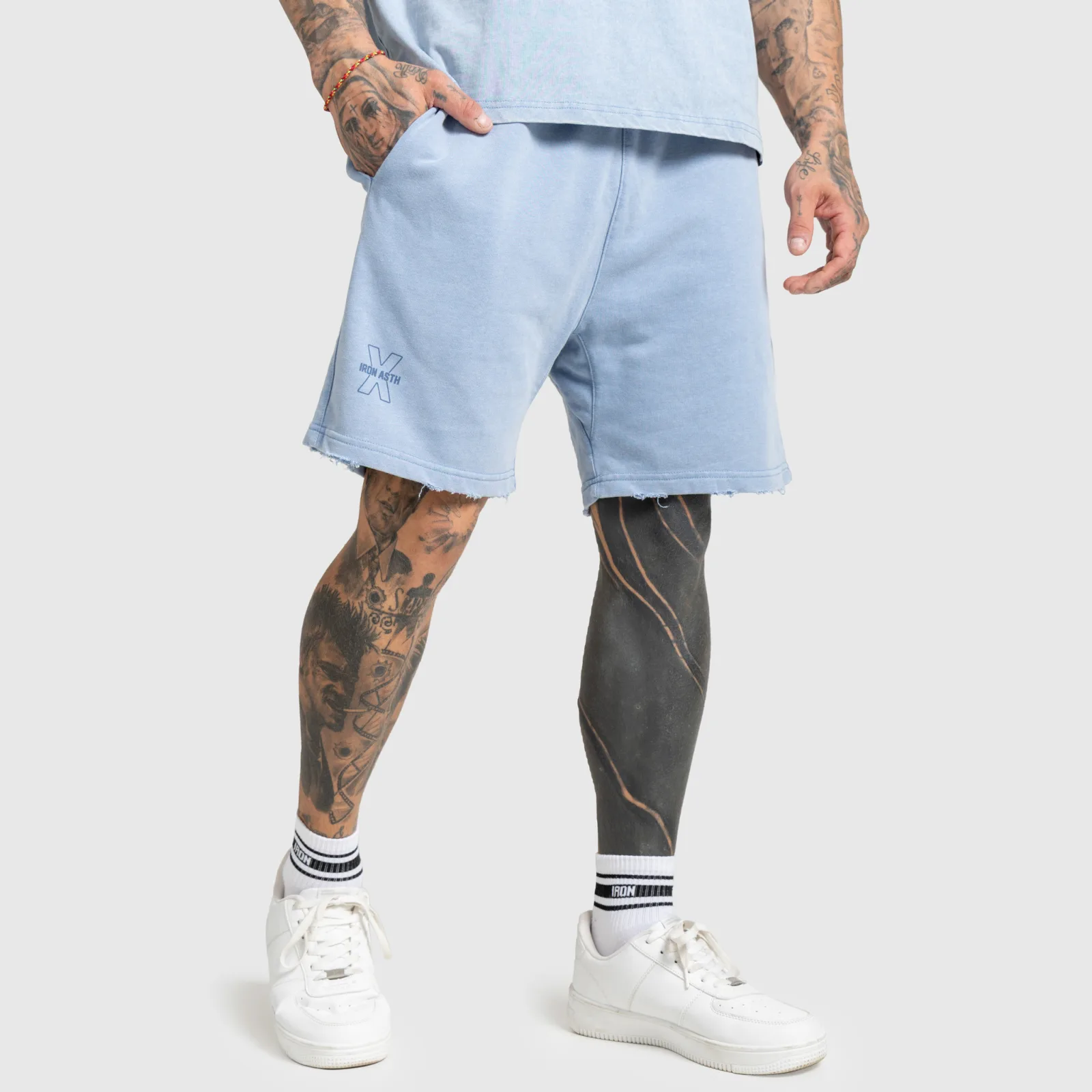 Pantaloni scurți Iron Aesthetics X Washed, albaștrii-1