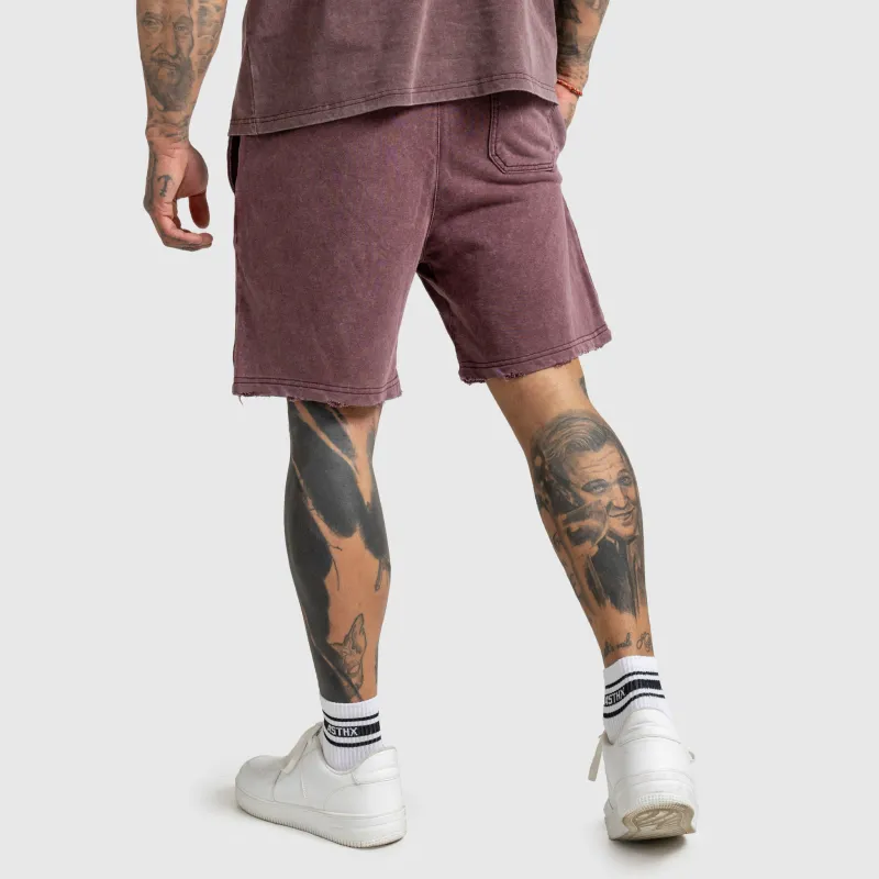 Pantaloni scurți Iron Aesthetics X Washed, burgundy-5
