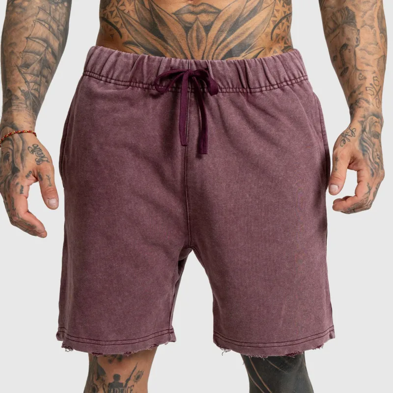 Pantaloni scurți Iron Aesthetics X Washed, burgundy-3