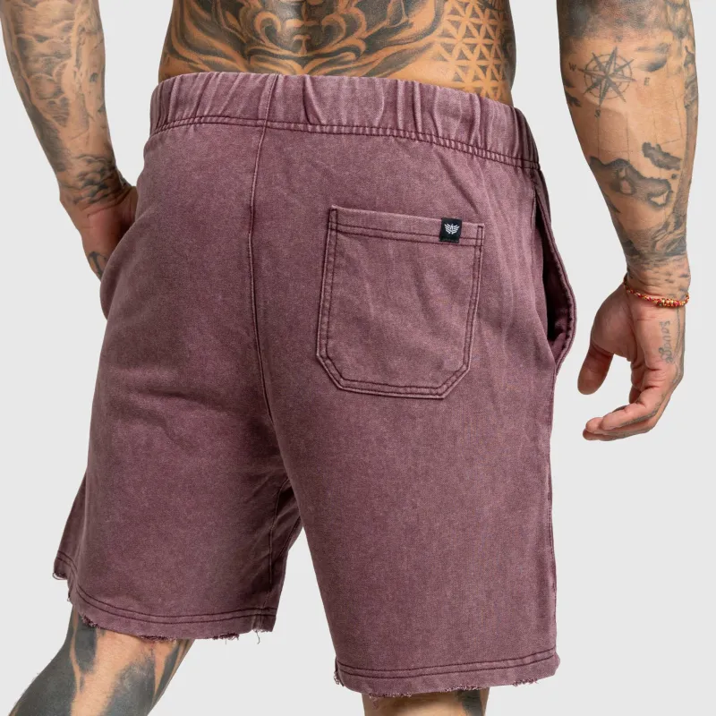 Pantaloni scurți Iron Aesthetics X Washed, burgundy-4