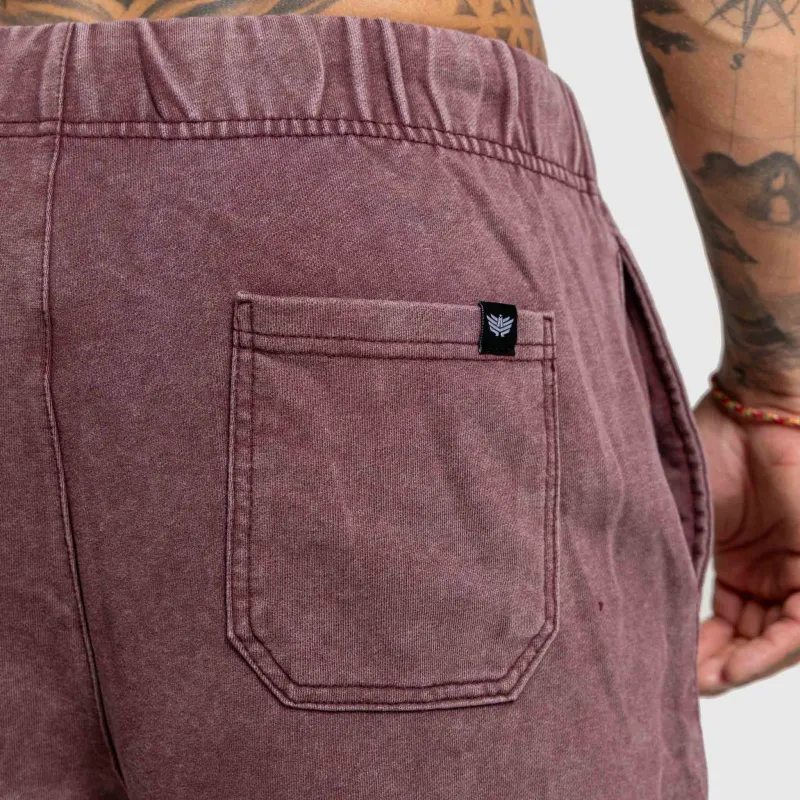Pantaloni scurți Iron Aesthetics X Washed, burgundy-6