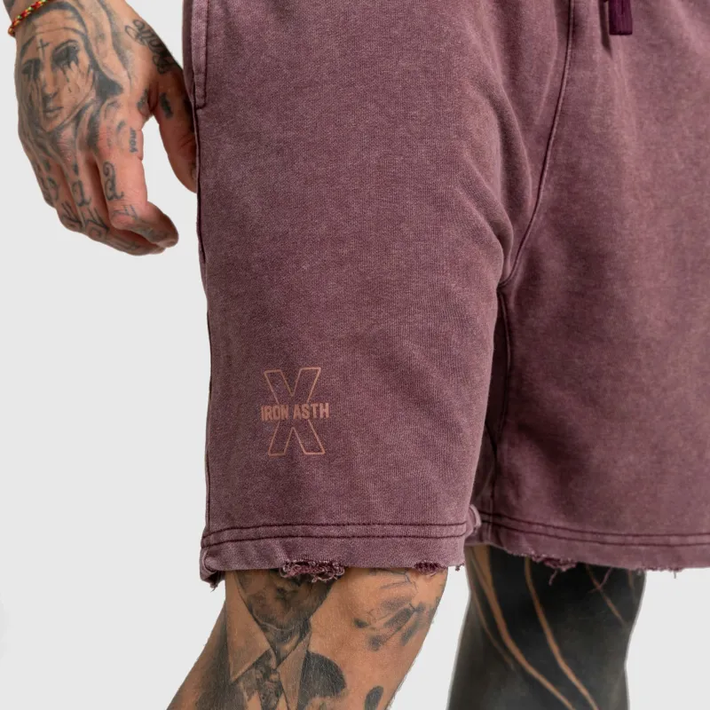 Pantaloni scurți Iron Aesthetics X Washed, burgundy-7