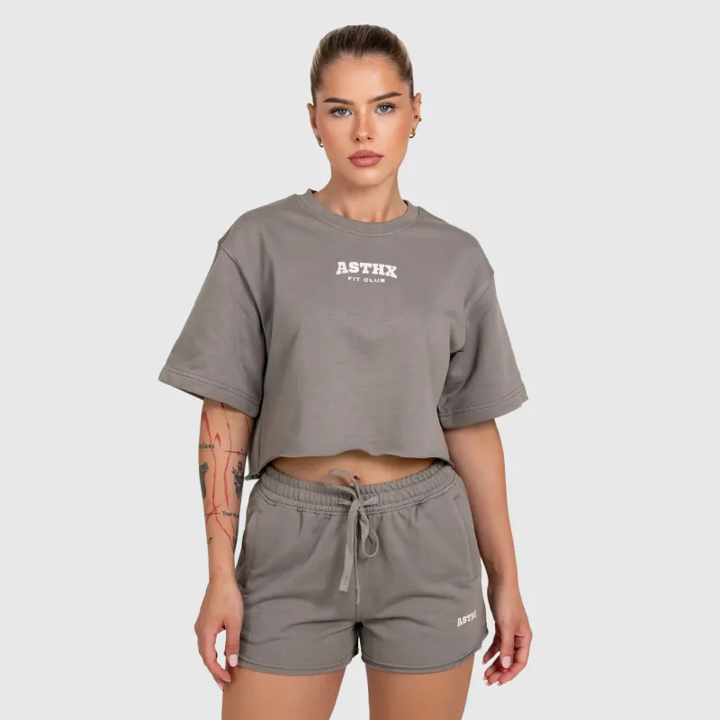 Crop top damă Iron Aesthetics Heavy-Terry, gri-1