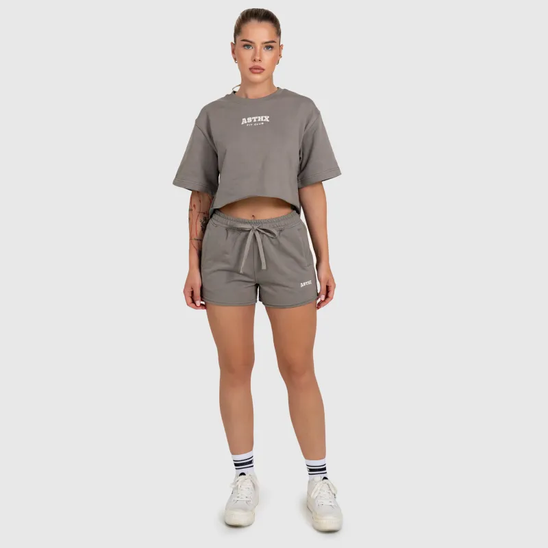 Crop top damă Iron Aesthetics Heavy-Terry, gri-7