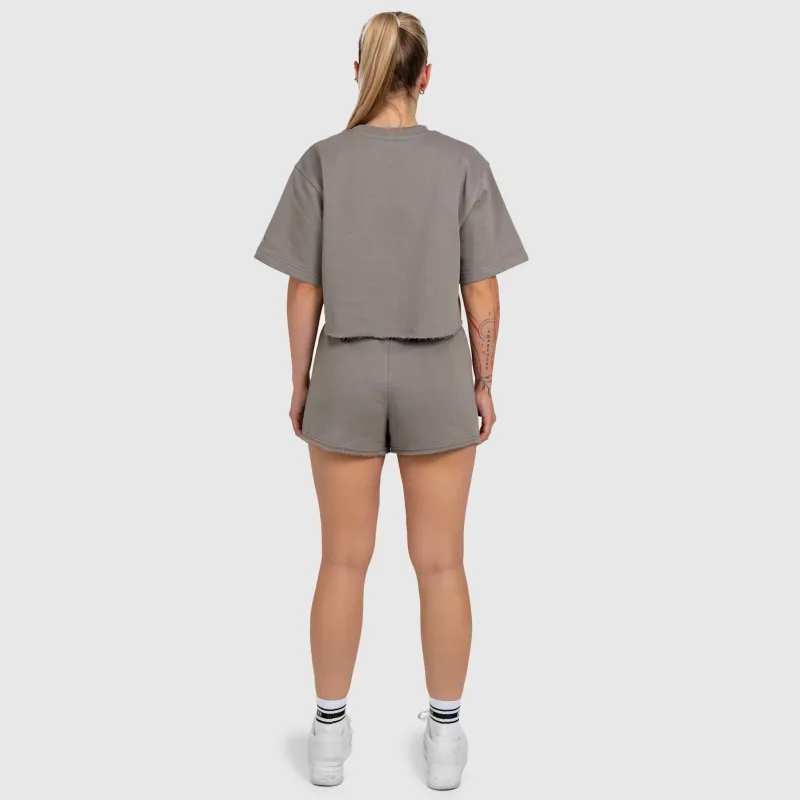 Crop top damă Iron Aesthetics Heavy-Terry, gri-8