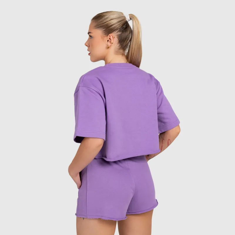 Crop top damă Iron Aesthetics Heavy-Terry, violet-5