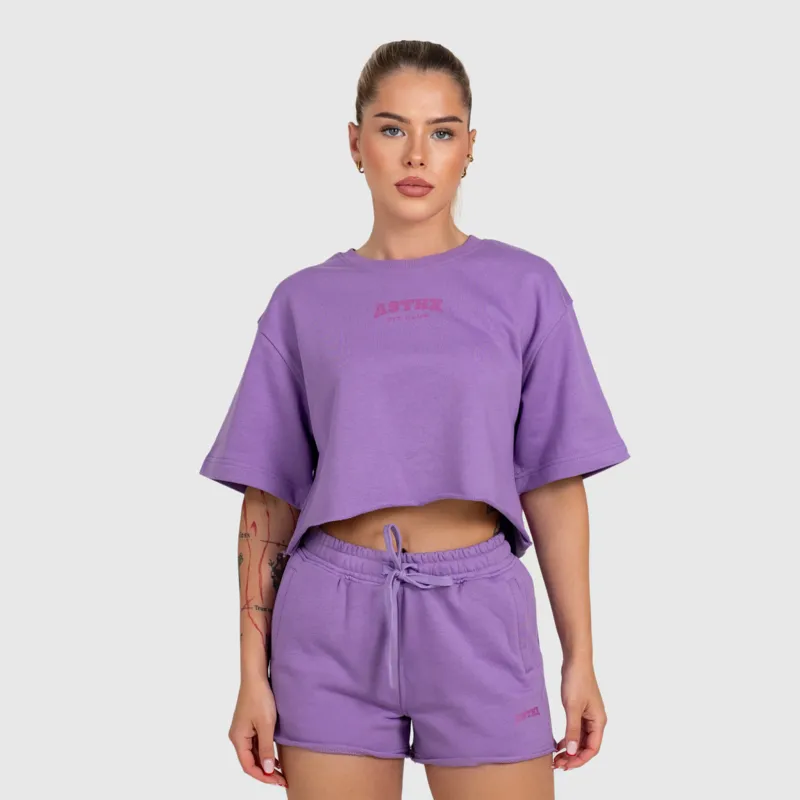 Crop top damă Iron Aesthetics Heavy-Terry, violet-1