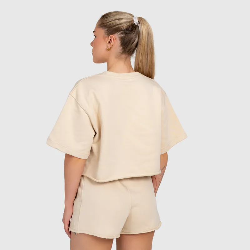 Crop top damă Iron Aesthetics Heavy-Terry, bej-5