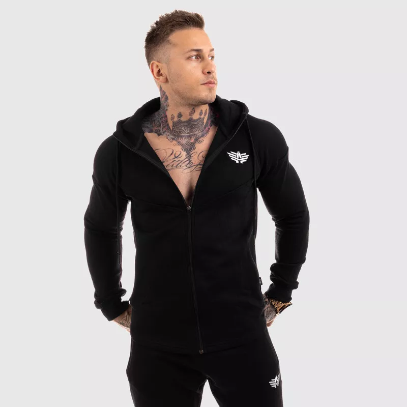 Hanorac fitness cu fermoar Iron Aesthetics Round, negru-1
