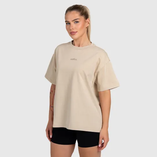 Tricou oversized damă Iron Aesthetics Fit club, washed beige