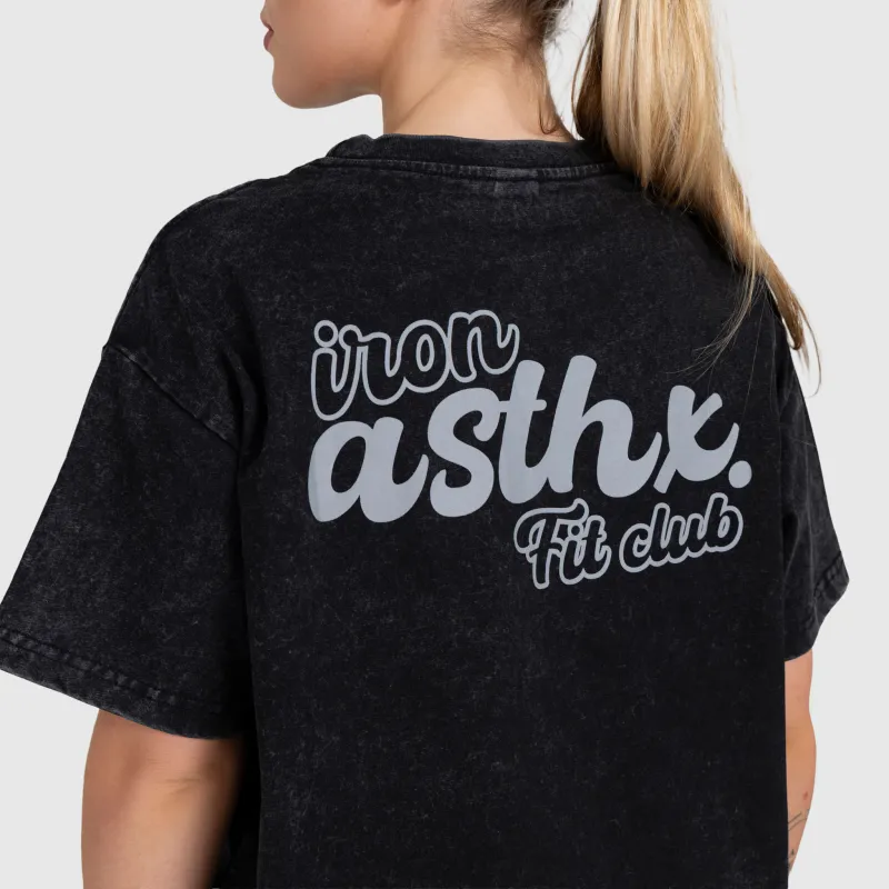 Tricou oversized damă Iron Aesthetics Fit club, washed black-6