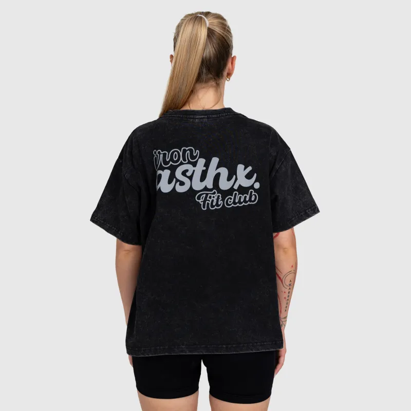 Tricou oversized damă Iron Aesthetics Fit club, washed black-7