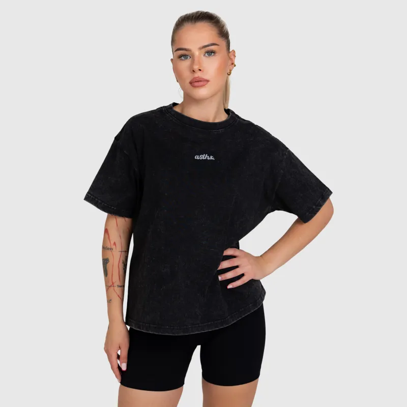 Tricou oversized damă Iron Aesthetics Fit club, washed black-3