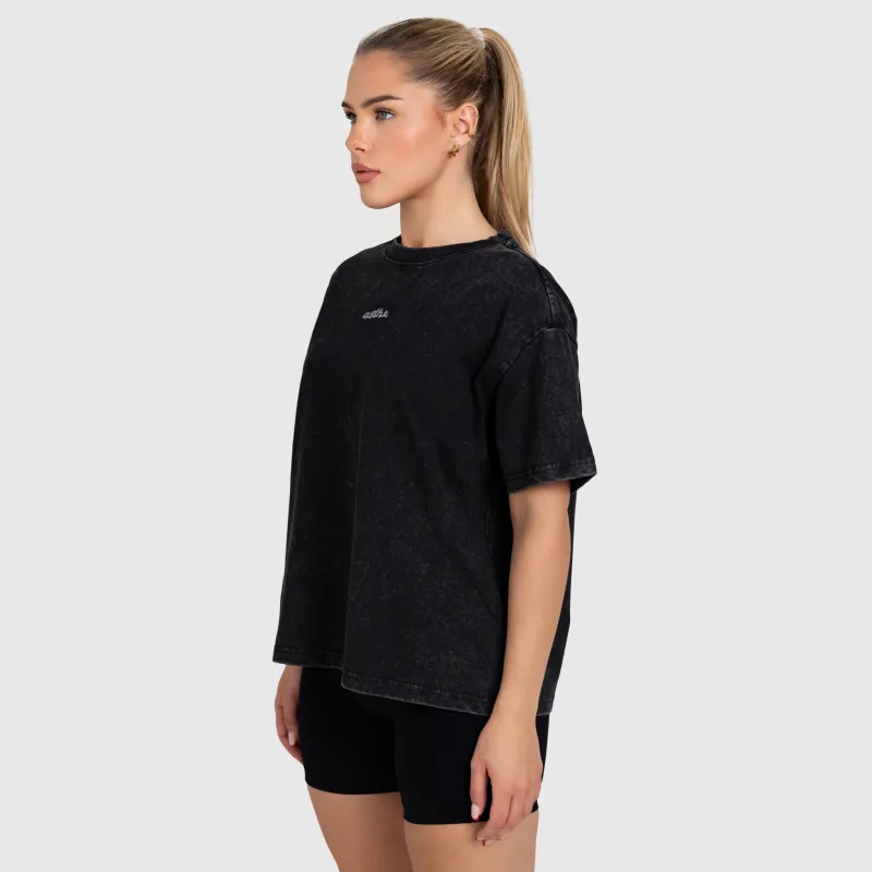 Tricou oversized damă Iron Aesthetics Fit club, washed black-2