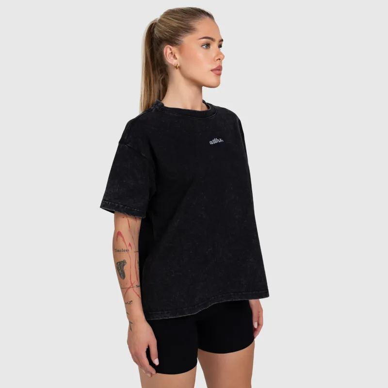 Tricou oversized damă Iron Aesthetics Fit club, washed black-4