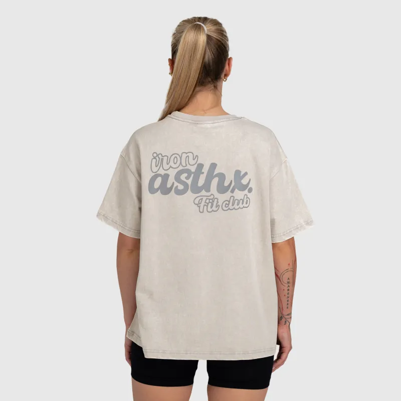 Tricou oversized damă Iron Aesthetics Fit club, washed grey-6