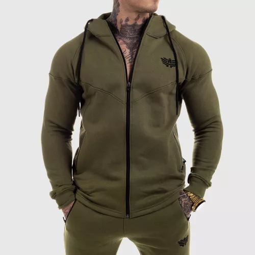 Hanorac fitness cu fermoar Iron Aesthetics Round, verde