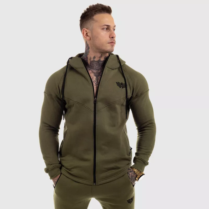 Hanorac fitness cu fermoar Iron Aesthetics Round, verde-2