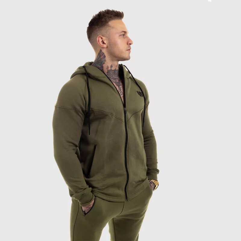 Hanorac fitness cu fermoar Iron Aesthetics Round, verde-7