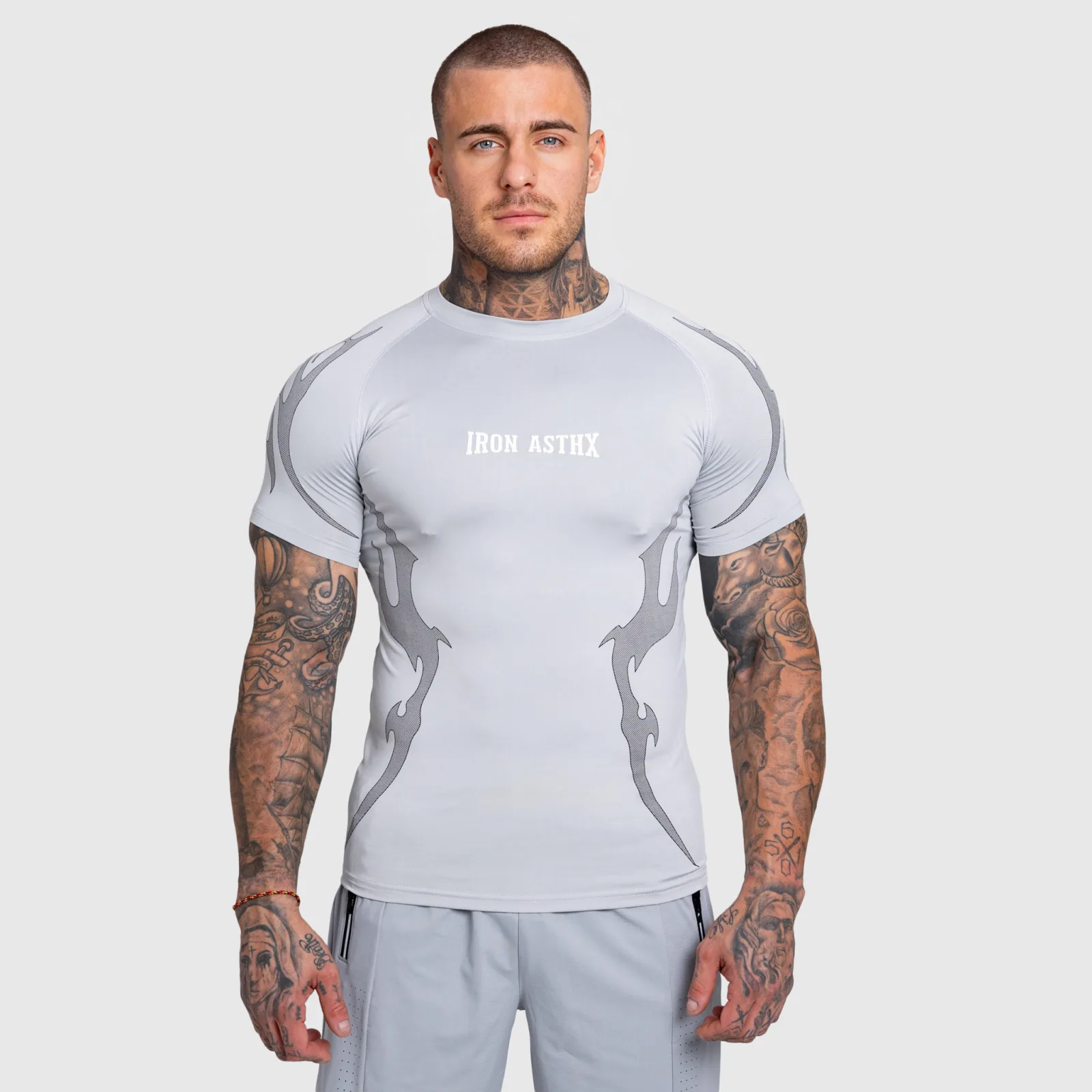 Tricou sport bărbați Iron Aesthetics Titan, gri-1