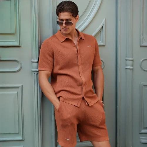 Cămașă tricotată bărbați Iron Aesthetics Vibe, rusty