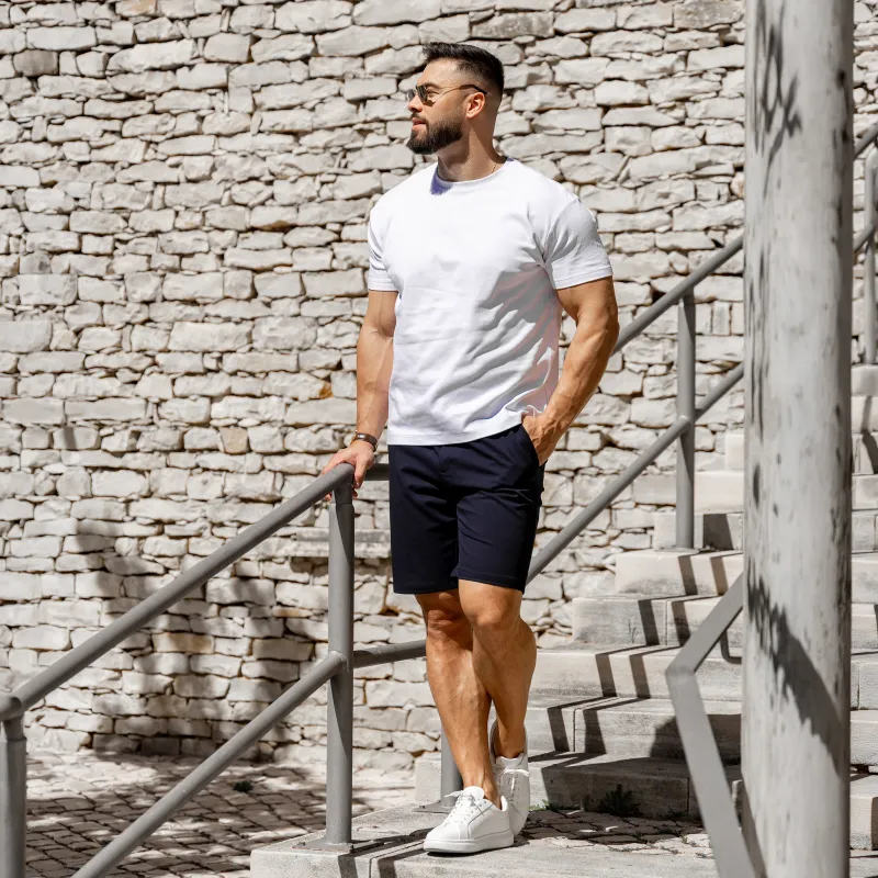 Pantaloni scurți bărbați Iron Aesthetics Chino Flex, navy-8