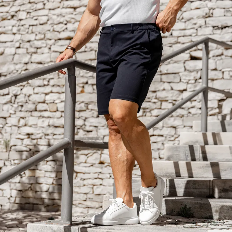 Pantaloni scurți bărbați Iron Aesthetics Chino Flex, navy-1