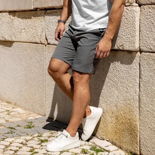 Pantaloni scurți bărbați Iron Aesthetics Chino Flex, gri