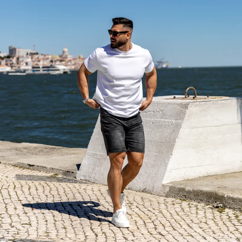 Pantaloni scurți din denim bărbați Iron Aesthetics Denim Stretch, negri-9