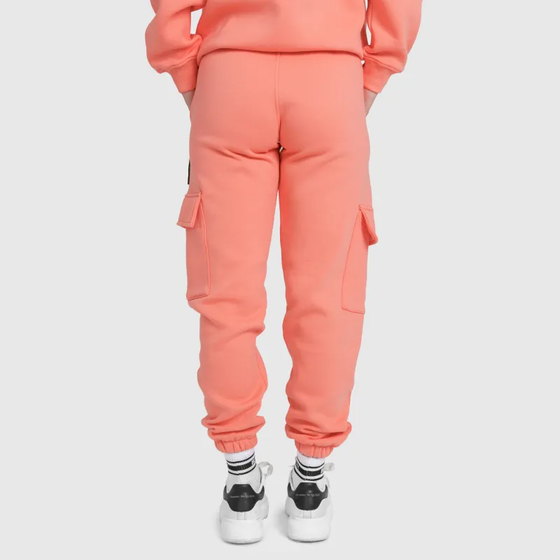 Pantaloni de trening damă Iron Aesthetics Cargo, roz somon-3