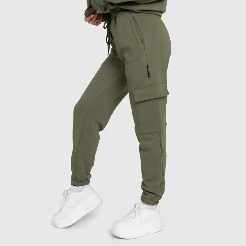 Pantaloni de trening damă Iron Aesthetics Cargo, verzi-4