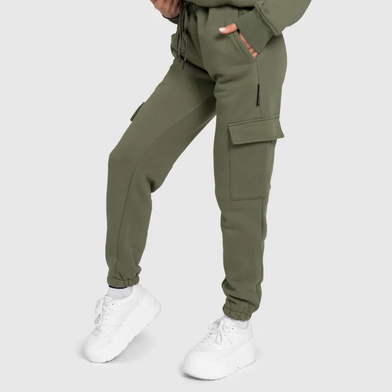Pantaloni de trening damă Iron Aesthetics Cargo, verzi-5