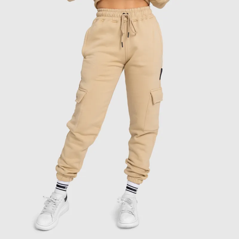 Pantaloni de trening damă Iron Aesthetics Cargo, bej-2