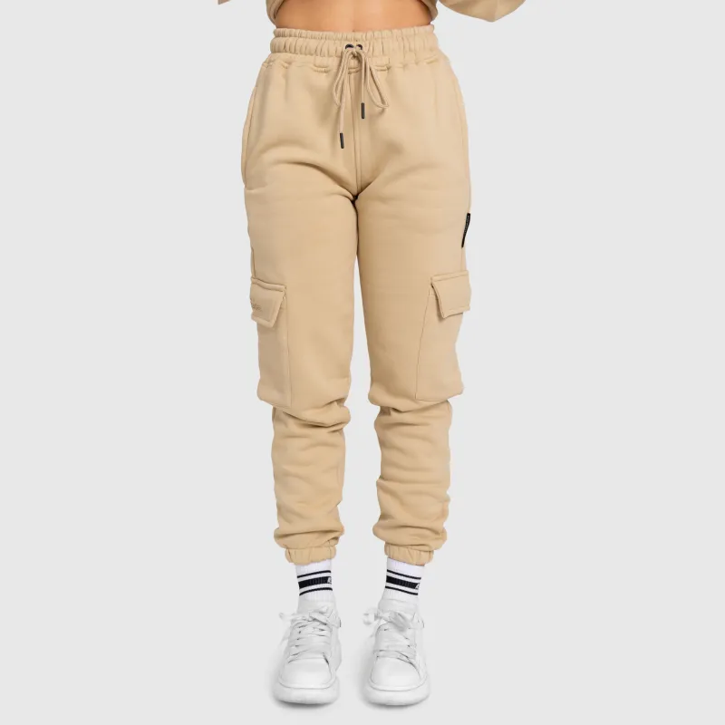 Pantaloni de trening damă Iron Aesthetics Cargo, bej-3